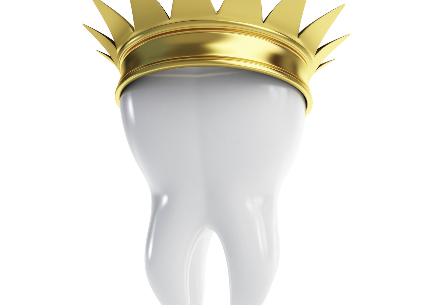 A tooth with a royal crown on top to depict dental crowns